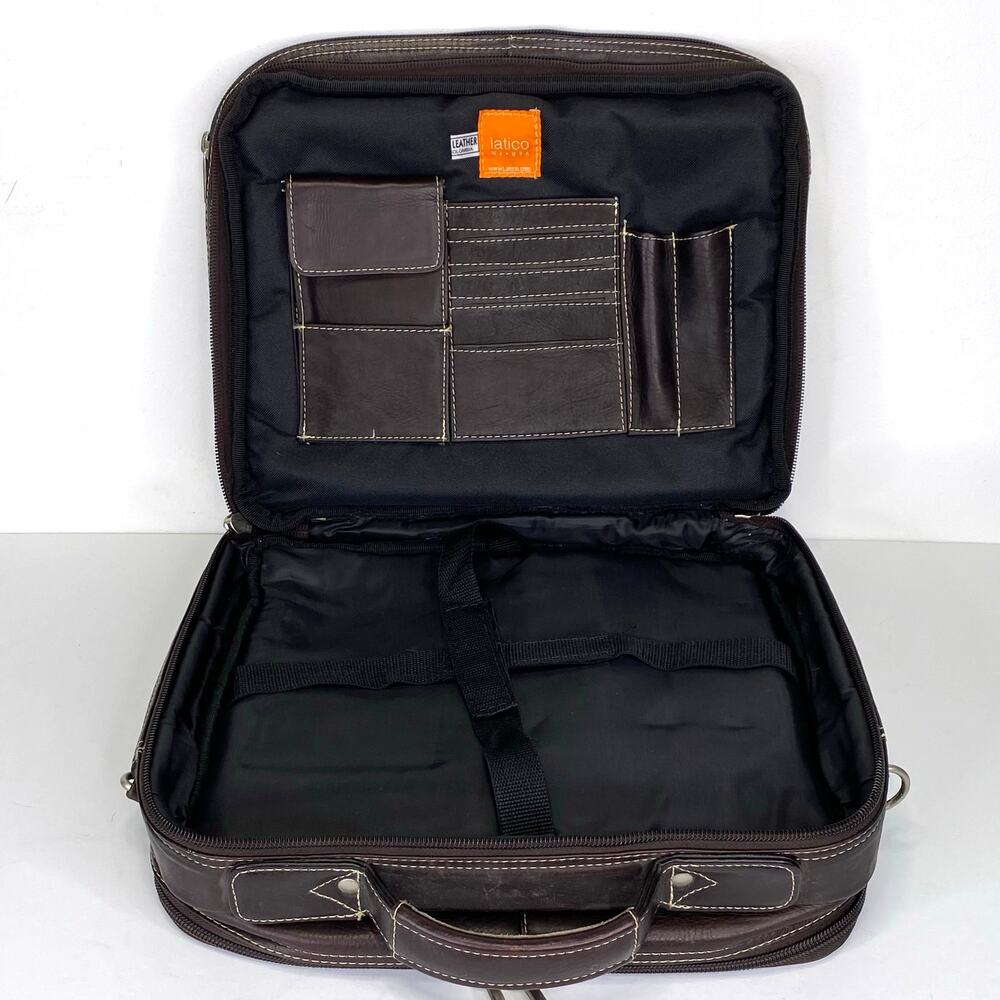 Maroon Leather Laptop Bag Vintage Latico Briefcase Travel File Organize Business - Picture 9 of 12
